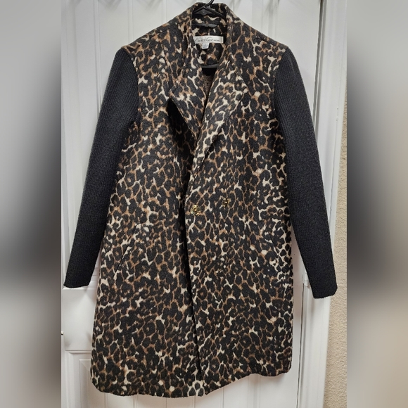 Kenneth Cole Cheetah Print Sweater Sleeve Coat - Picture 3 of 13